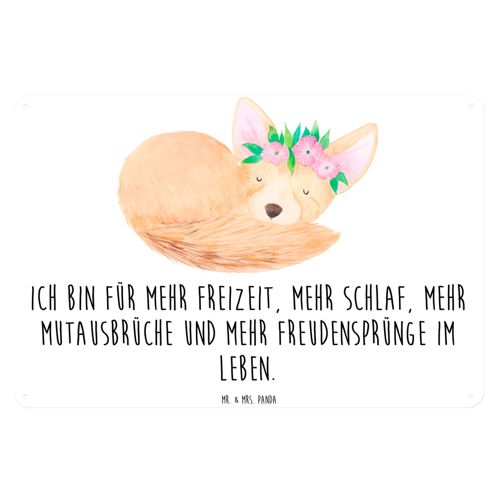 Blechschild Wüstenfuchs Blumen Türschild Metall, Blechschild, Blechschild Büro, Dekoschild Metall, Wandschild Metall, Blechschild Für Männer, Blechschild Zum Aufhängen, Blechschild Groß, Blechschild Küche, Blechschild Für Frauen, Afrika, Wildtiere, Blumenkranz, Wüstenfuchs, Blumen, Glücklich, Wüste