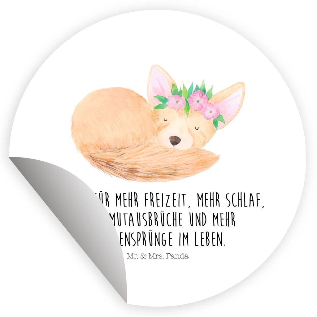 Round sticker desert fox Flower children, label, sticker, round, Sticker, Africa, happy, desert fox, wreath of flowers, flowers, desert