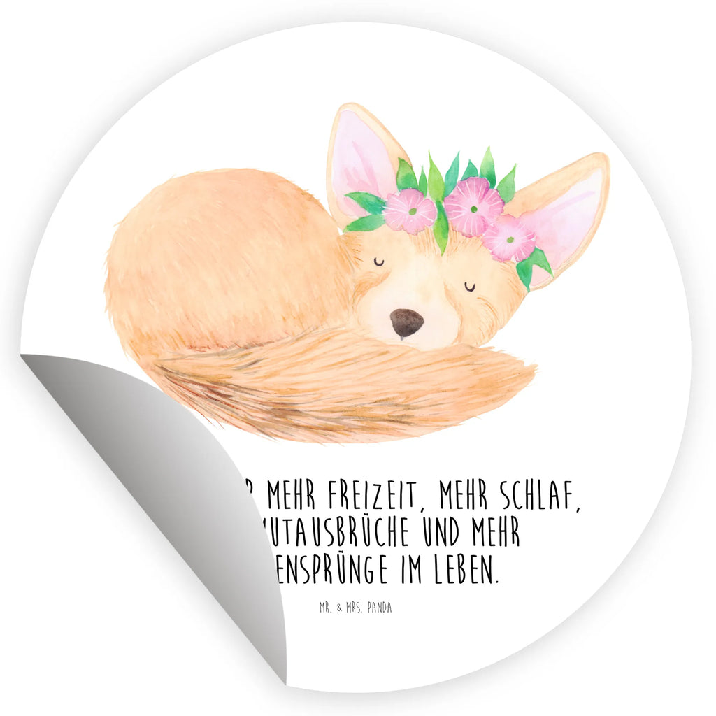 Round sticker desert fox Flower children, label, sticker, round, Sticker, Africa, happy, desert fox, wreath of flowers, flowers, desert