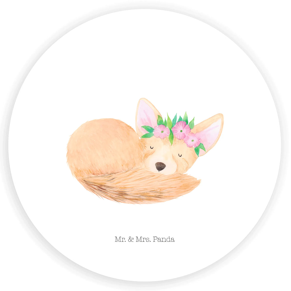 Round sticker desert fox Flower children, label, sticker, round, Sticker, Africa, happy, desert fox, wreath of flowers, flowers, desert