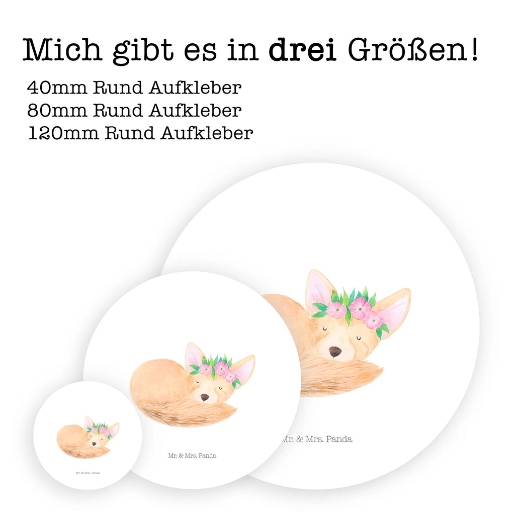 Round sticker desert fox Flower children, label, sticker, round, Sticker, Africa, happy, desert fox, wreath of flowers, flowers, desert
