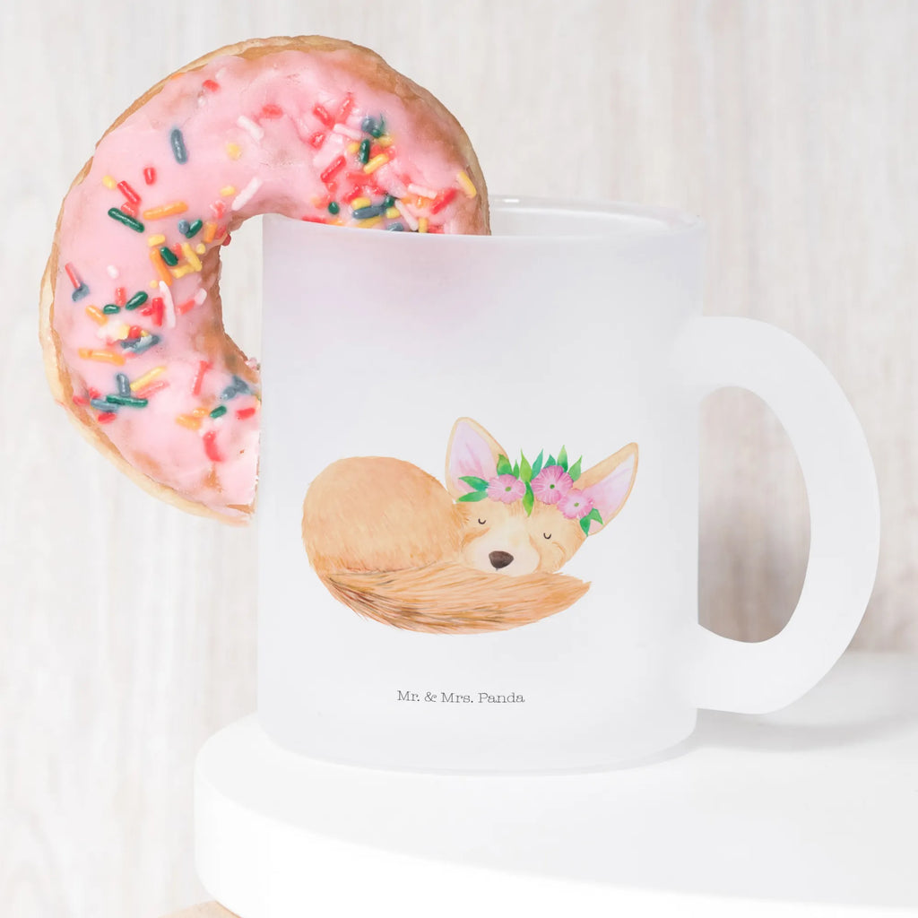 Glass tea cup desert fox Flower tea, glass, mug, tea glass, Tea cup, Africa, desert, happy, flowers, wreath of flowers, desert fox