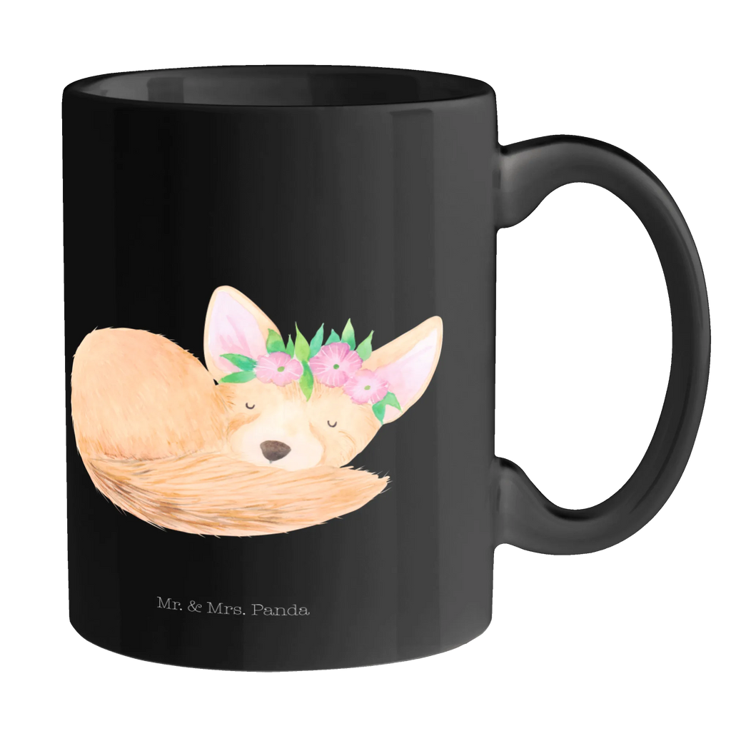 Mug desert fox Flower porcelain mug, custom mug, personalized mug, mug, latte mug, mug with designs, mug with quotes, office mug, coffee mug, tea mug, novelty mug, ceramic mug, gift mug, Africa, desert fox, happy, wreath of flowers, desert, flowers