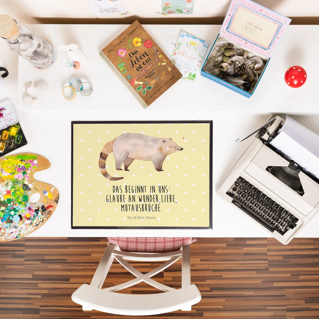 Desk pad Coati underlay, desk, girl, office, children, Desk pad, small animals, cute, funny, cute animal motives, hand drawn, small world, funny sayings, good mood, happy, gifts, gift ideas, special gifts, animal lover, card, nose bear, bear, trunk bear, Nose bear