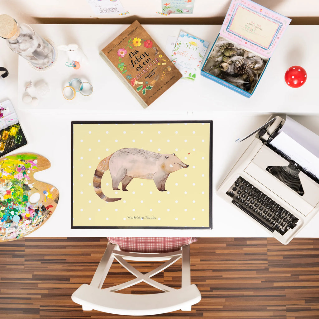 Desk pad Coati underlay, desk, girl, office, children, Desk pad, small animals, cute, funny, cute animal motives, hand drawn, small world, funny sayings, good mood, happy, gifts, gift ideas, special gifts, animal lover, card, nose bear, bear, trunk bear, Nose bear