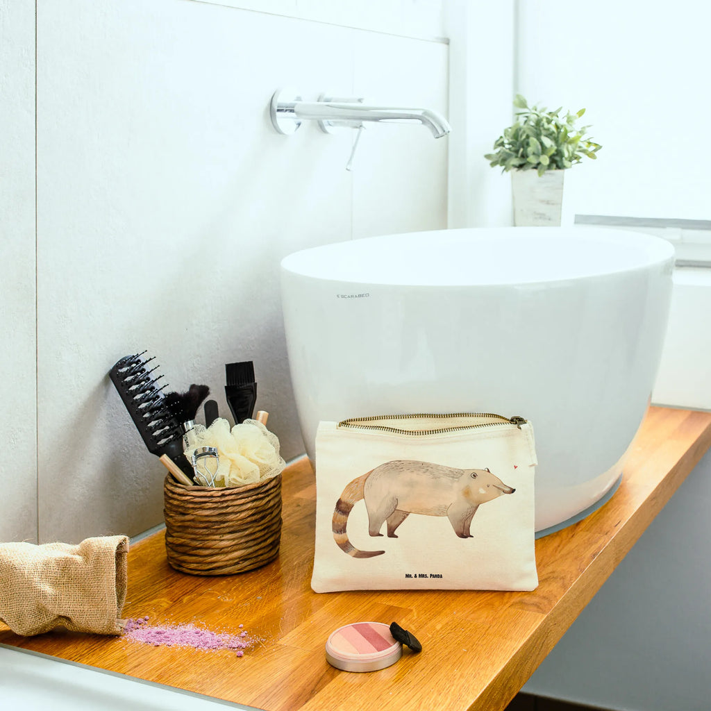 Make-up bag Coati small animals, cute, funny, cute animal motives, hand drawn, small world, funny sayings, good mood, happy, gifts, gift ideas, special gifts, animal lover, card, bear, trunk bear, nose bear, Nose bear