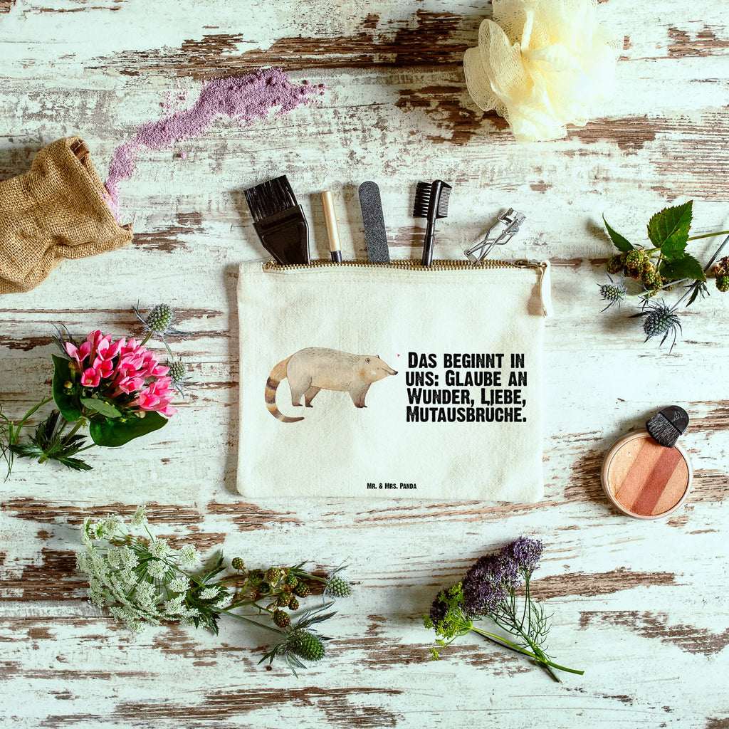 Make-up bag Coati small animals, cute, funny, cute animal motives, hand drawn, small world, funny sayings, good mood, happy, gifts, gift ideas, special gifts, animal lover, card, bear, trunk bear, nose bear, Nose bear