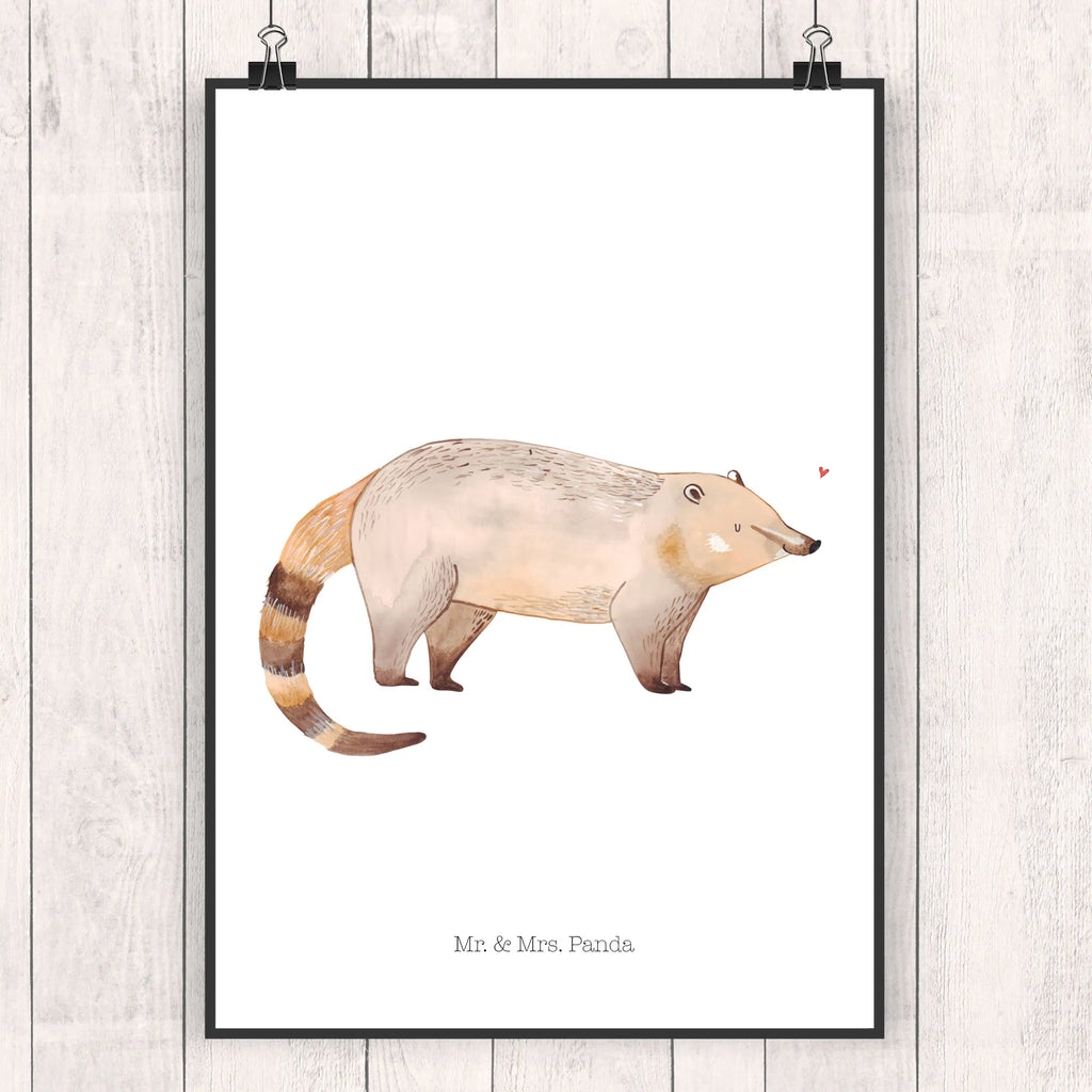 Poster Coati Plakat, kunstposter, Wandbild, Designposter, Mr. & Mrs. Panda Poster, drucke, Wanddeko Bild, Wanddekoration, grafikposter, kunst für die wand, kunstdruck poster, Wandschmuck, Deko Bild, Poster, Bild für Wand, wanddruck, wandkunst, Posterdruck, wanddeko, Bild, Kunstdruck, Wandposter, Gute Laune, Tiermotive, Tiere, Lustige Sprüche, Nasenbären, Rüsselbär, Bär, Nasenbär