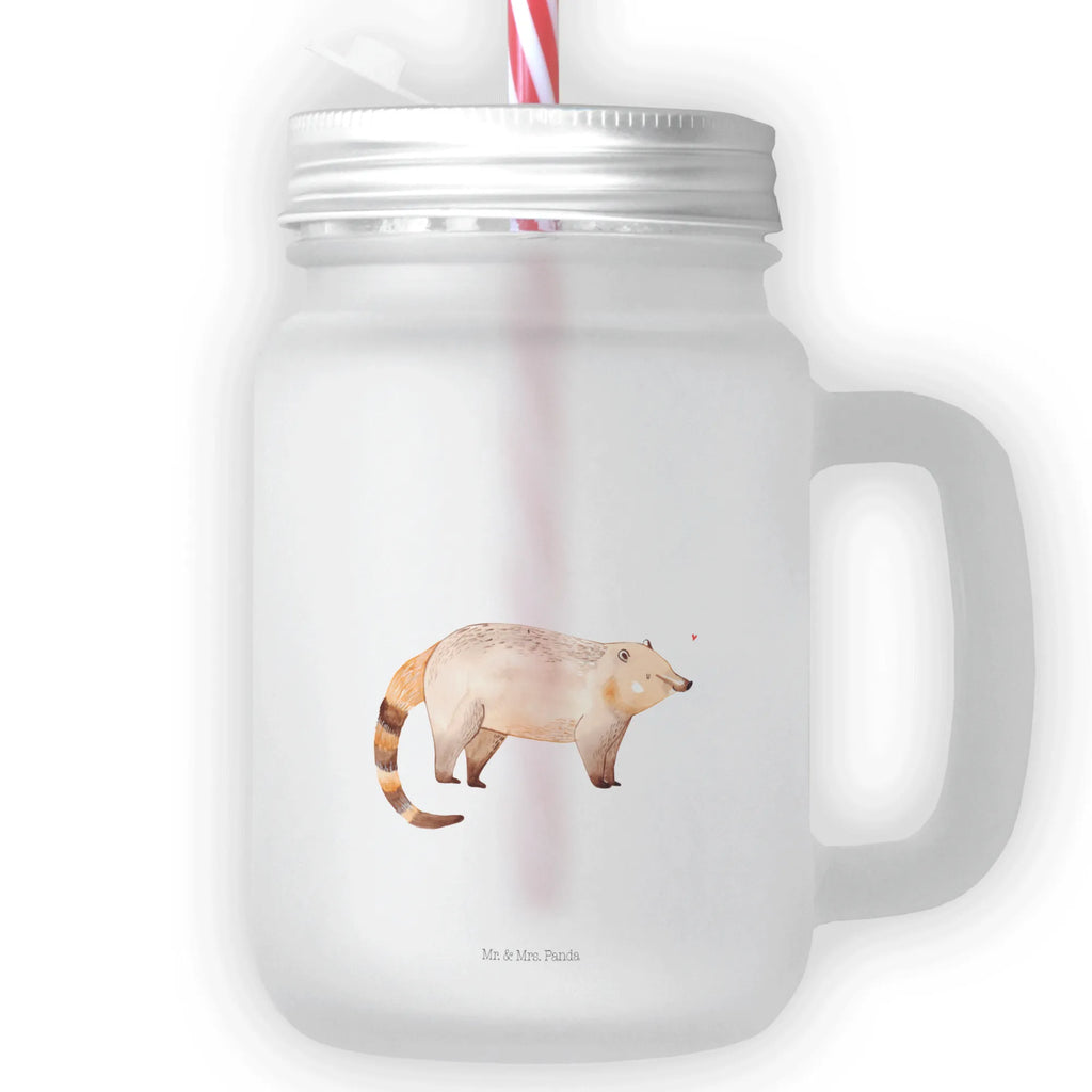Mason jar drinking glass Coati drinking glass, preserving glass, handle glass, Mason Jar, summer glass, glass, cocktail glass, small animals, cute, funny, cute animal motives, hand drawn, small world, funny sayings, good mood, happy, gifts, gift ideas, special gifts, animal lover, card, nose bear, bear, trunk bear, Nose bear