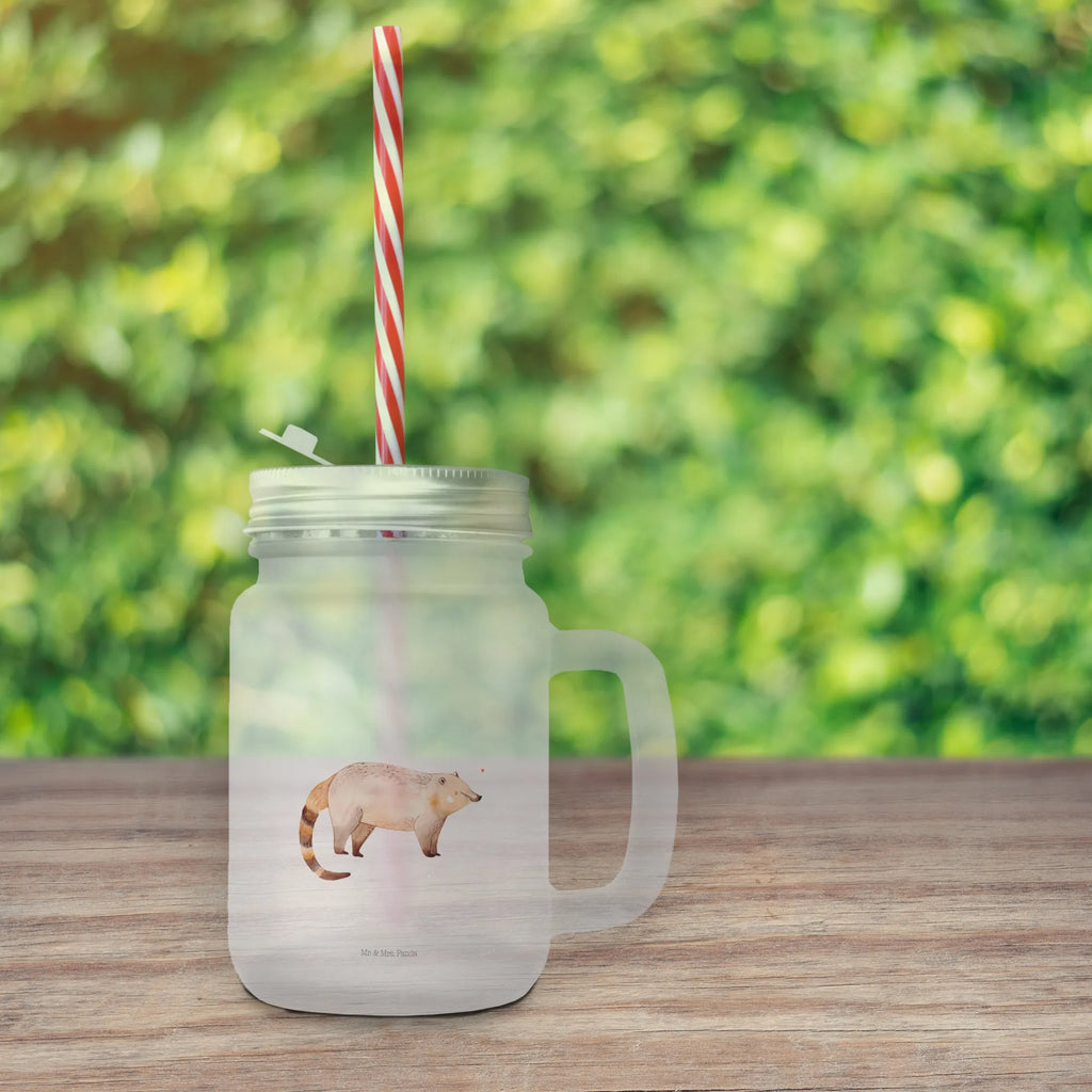 Mason jar drinking glass Coati drinking glass, preserving glass, handle glass, Mason Jar, summer glass, glass, cocktail glass, small animals, cute, funny, cute animal motives, hand drawn, small world, funny sayings, good mood, happy, gifts, gift ideas, special gifts, animal lover, card, nose bear, bear, trunk bear, Nose bear