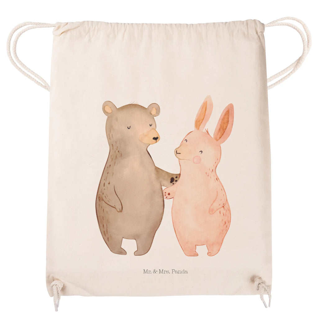 Drawstring bag bear and rabbit Embrace sports bag, carrier bag, gym bag, bag, jute bag, hipster, Love, Loving, Two, Together, Marriage, Engagement, Proposal of marriage, Love gift, gift for her, gift for him, anniversary gift, best friends, friends, rabbit, bear, best friend