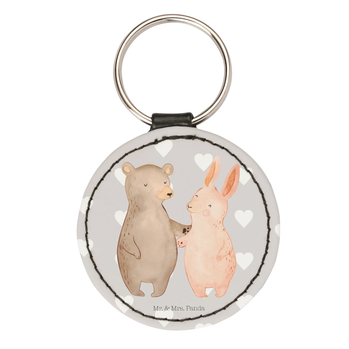 Round key ring bear and rabbit Embrace Loving, Two, Together, Marriage, Proposal of marriage, Love gift, gift for her, gift for him, anniversary gift, best friend, friends, rabbit