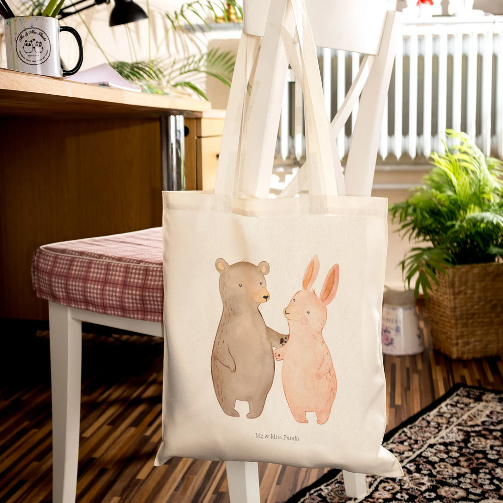 Tote bag bear and rabbit Embrace
