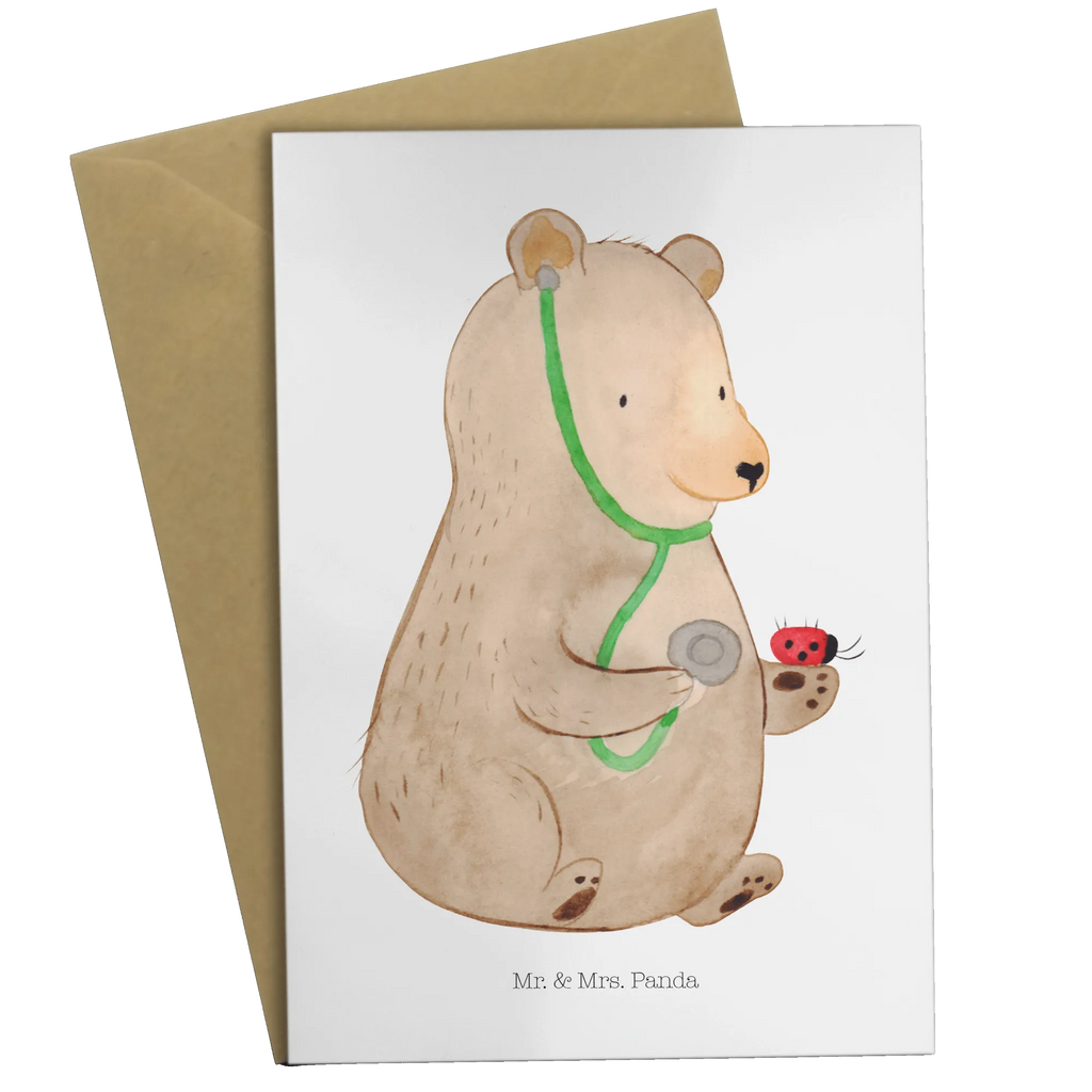 Greetings card bear Physician Einladungskarte, Klappkarte, Hochzeitskarte, Ansichtskarten, Glückwunschkarte, Grußkarte, Geburtstagskarte, Karte, Bär, Teddy, Teddybär, Arzt, Ärztin, Doktorin, Doktor, Professor, Professorin