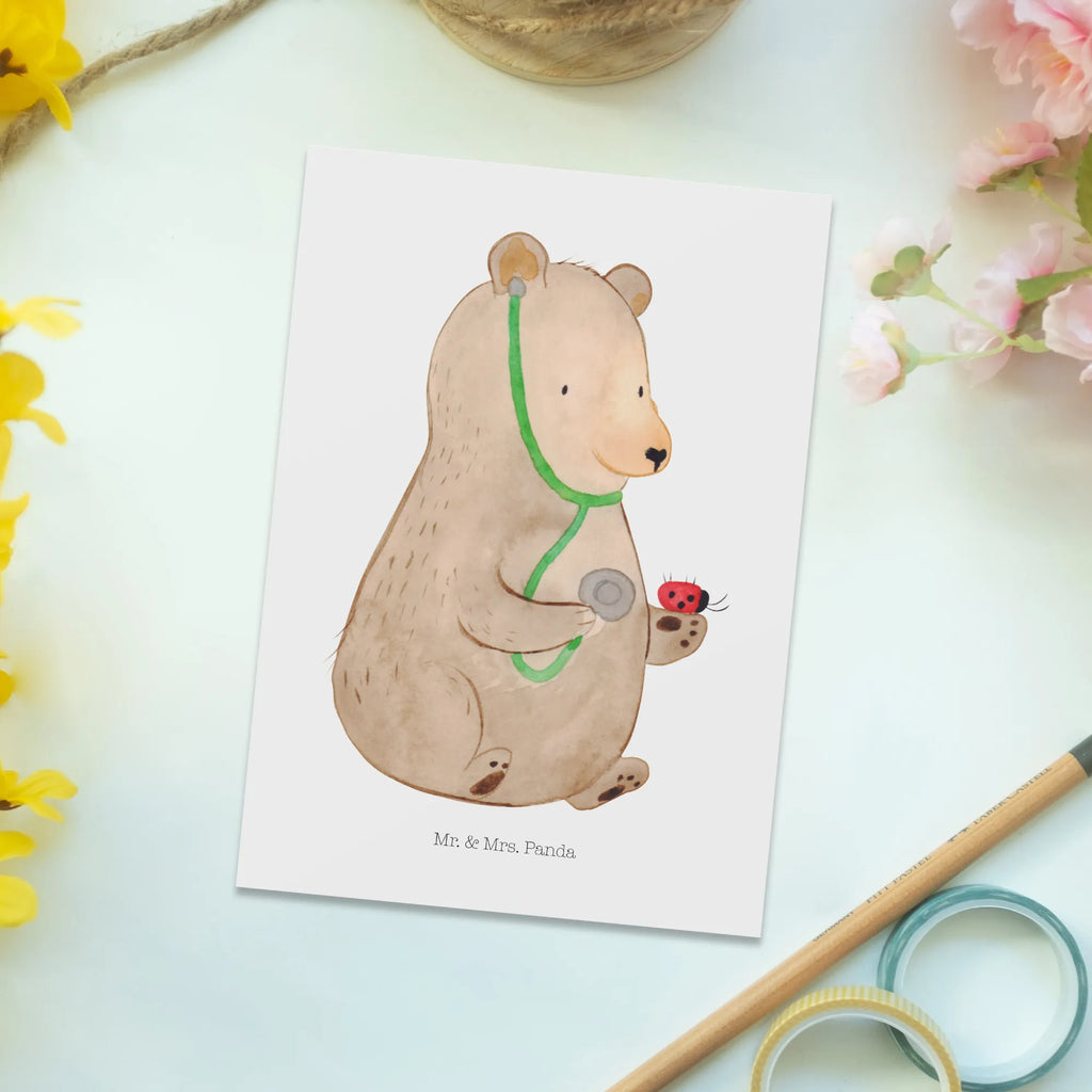 Postcard bear Physician Karte, Ansichtskarten, Ansichtskarte, Einladungskarten Geburtstag, Einladung, Einladungskarte, Postkarte, Geburtstagskarte, Einladung Geburtstag, Geschenkkarte, Grußkarte, Dankeskarte, Bär, Teddy, Teddybär, Doktor, Ärztin, Professorin, Doktorin, Arzt, Professor