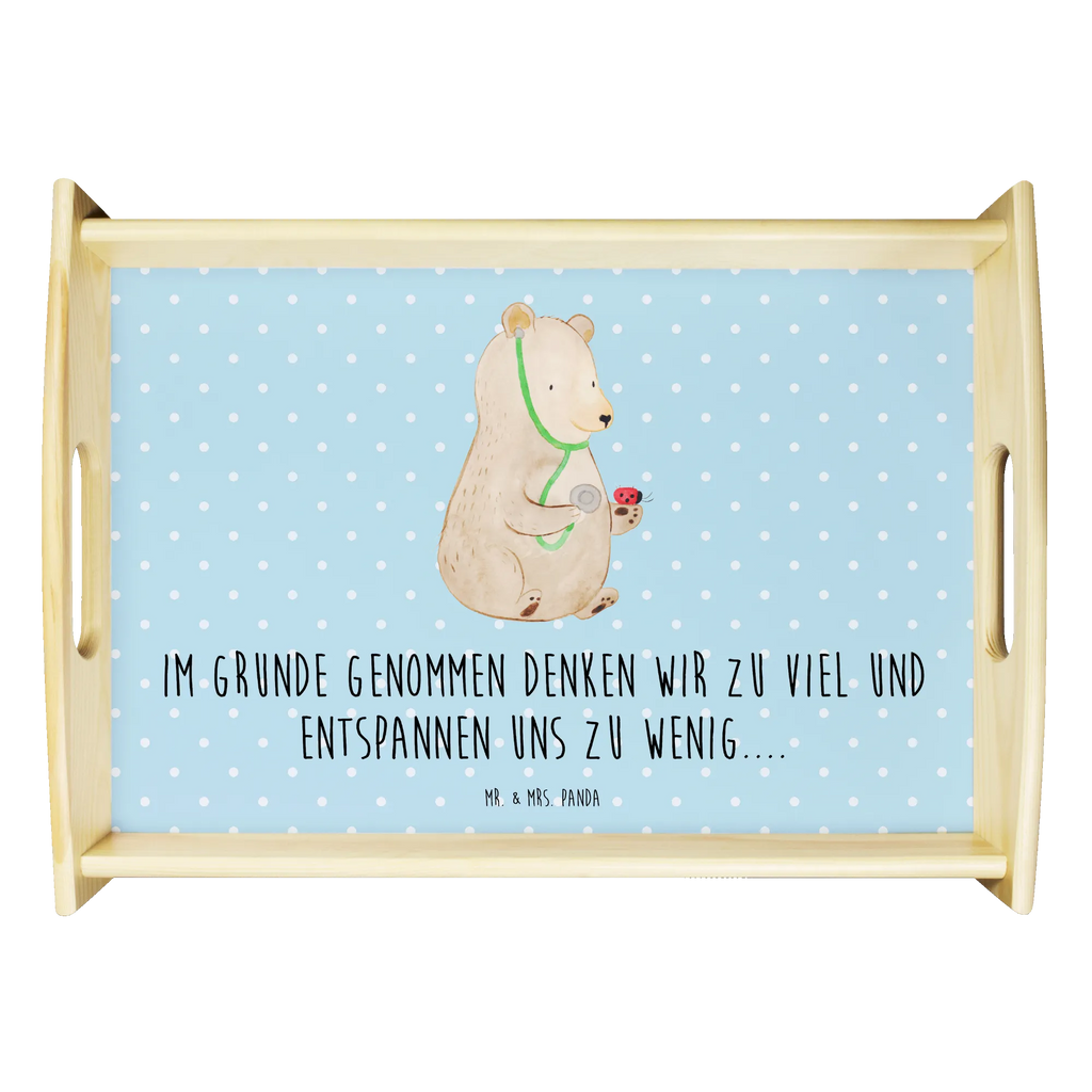 Serviertablett Bär Arzt Holztablett, Küchentablett, Dekotablett, Serviertablett, Tablett, Frühstückstablett, Bär, Teddy, Teddybär, Ärztin, Doktor, Professor, Doktorin, Arzt, Professorin