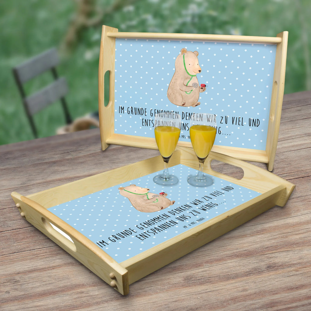 Serviertablett Bär Arzt Holztablett, Küchentablett, Dekotablett, Serviertablett, Tablett, Frühstückstablett, Bär, Teddy, Teddybär, Ärztin, Doktor, Professor, Doktorin, Arzt, Professorin