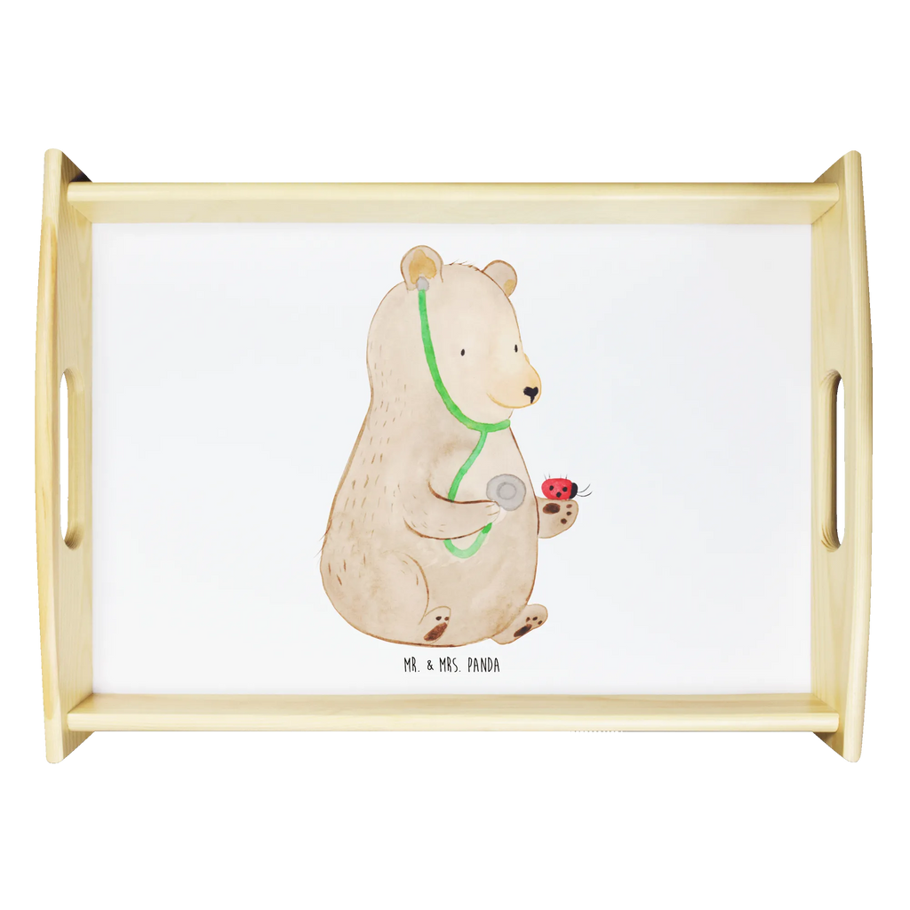 Serviertablett Bär Arzt Holztablett, Küchentablett, Dekotablett, Serviertablett, Tablett, Frühstückstablett, Bär, Teddy, Teddybär, Ärztin, Doktor, Professor, Doktorin, Arzt, Professorin