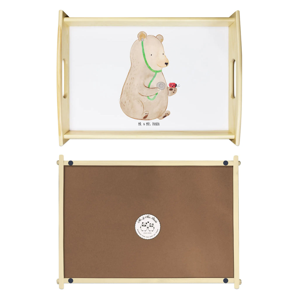 Serviertablett Bär Arzt Holztablett, Küchentablett, Dekotablett, Serviertablett, Tablett, Frühstückstablett, Bär, Teddy, Teddybär, Ärztin, Doktor, Professor, Doktorin, Arzt, Professorin