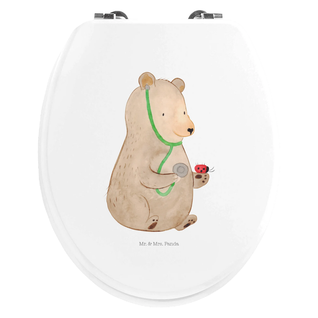 Motiv WC Sitz Bär Arzt Toilette, Toilettendeckel, Klodeckel, WC-Sitz, Klobrille, Bär, Teddy, Teddybär, Arzt, Professorin, Doktor, Professor, Ärztin, Doktorin