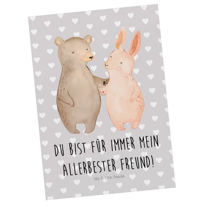 Postcard bear and rabbit Embrace