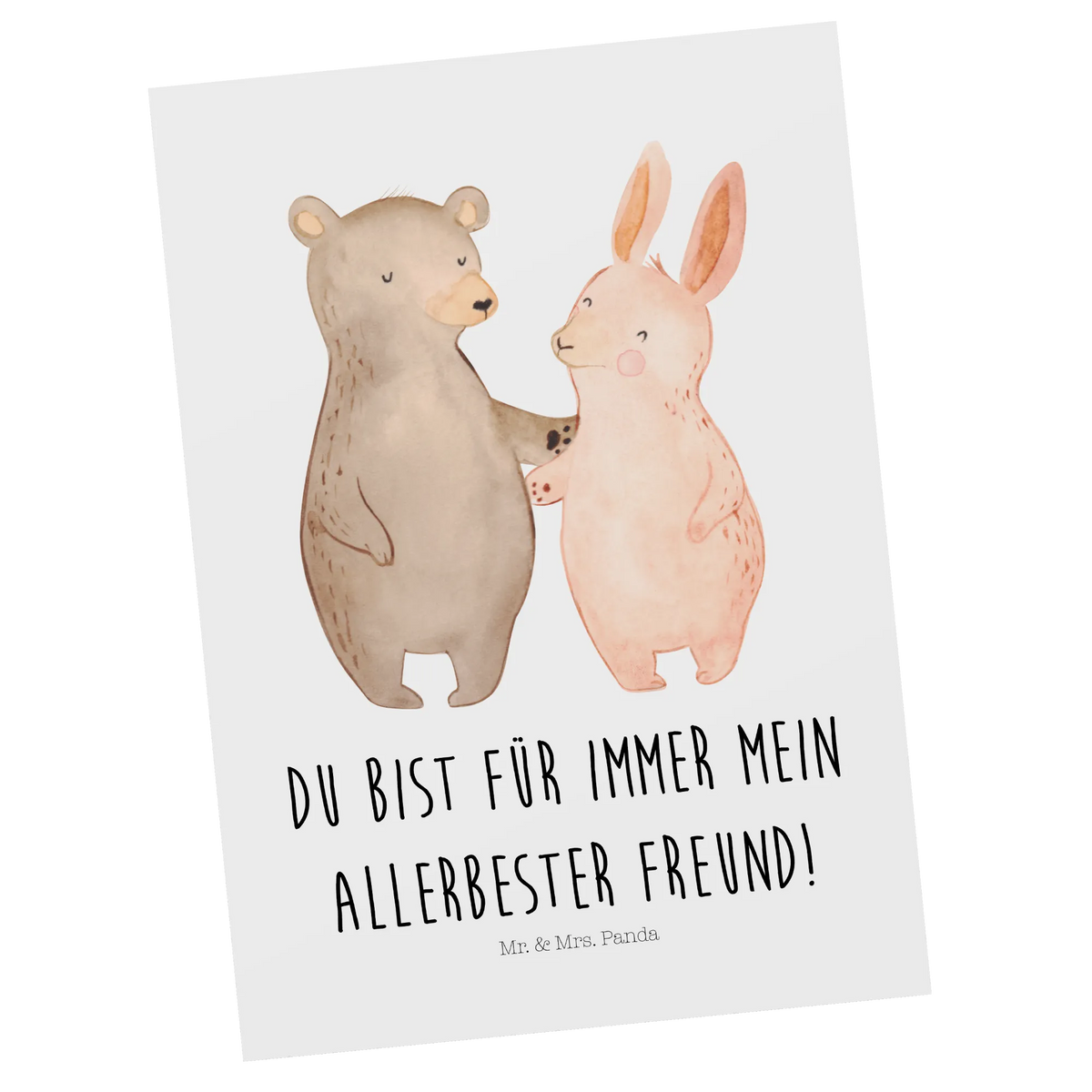 Postcard bear and rabbit Embrace Loving, Two, Together, Marriage, Proposal of marriage, Love gift, gift for her, gift for him, anniversary gift, rabbit, best friend, friends