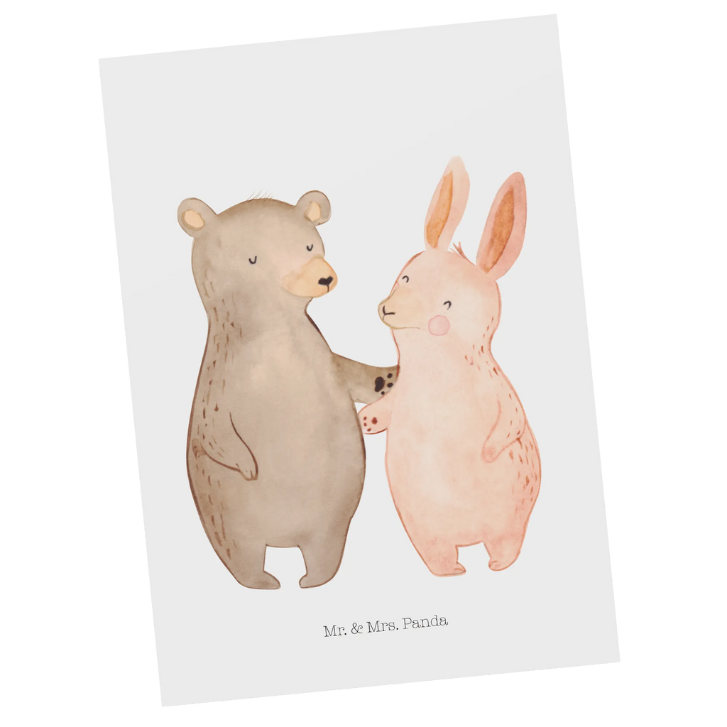 Postcard bear and rabbit Embrace Geschenkkarte, Geburtstagskarte, Einladungskarte, Postkarte, Ansichtskarte, Einladung Geburtstag, Ansichtskarten, Karte, Einladungskarten Geburtstag, Einladung, Dankeskarte, Grußkarte, Liebe, Partner, Freund, Freundin, Ehemann, Ehefrau, Heiraten, Verlobung, Heiratsantrag, Liebesgeschenk, Jahrestag, Hocheitstag, Freunde, Hase, Bärchen, best friends, Bär, bester Freund