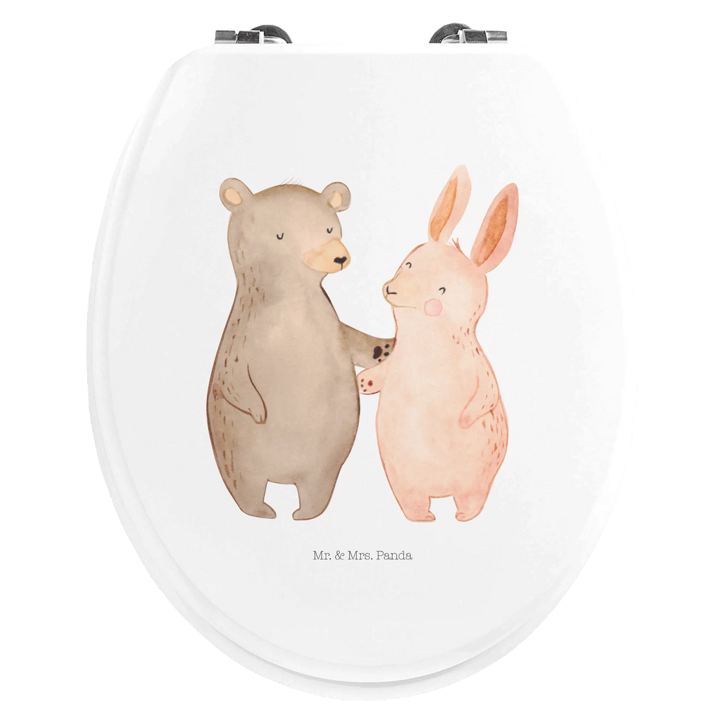 Motif toilet seat bear and rabbit Embrace toilet, toilet cover, toilet lid, toilet seat, wood, Love, Loving, Two, Together, Marriage, Engagement, Proposal of marriage, Love gift, gift for her, gift for him, anniversary gift, best friends, bear, rabbit, friends, best friend