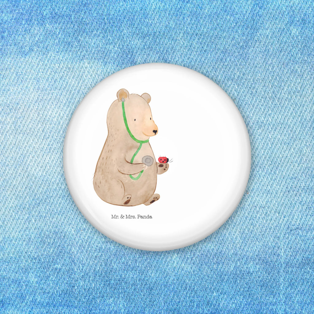 Button bear Physician 50mm Button, Lapel Pin, Pin, Button, bear, teddy, teddy bear, cuddly toy, Bear, Doctor, Professor