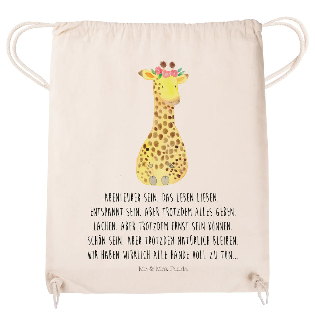 Drawstring bag giraffe flower wreath carrier bag, jute bag, sports bag, bag, hipster, gym bag, Africa, self-love, adventurer, friend, wreath of flowers, giraffe