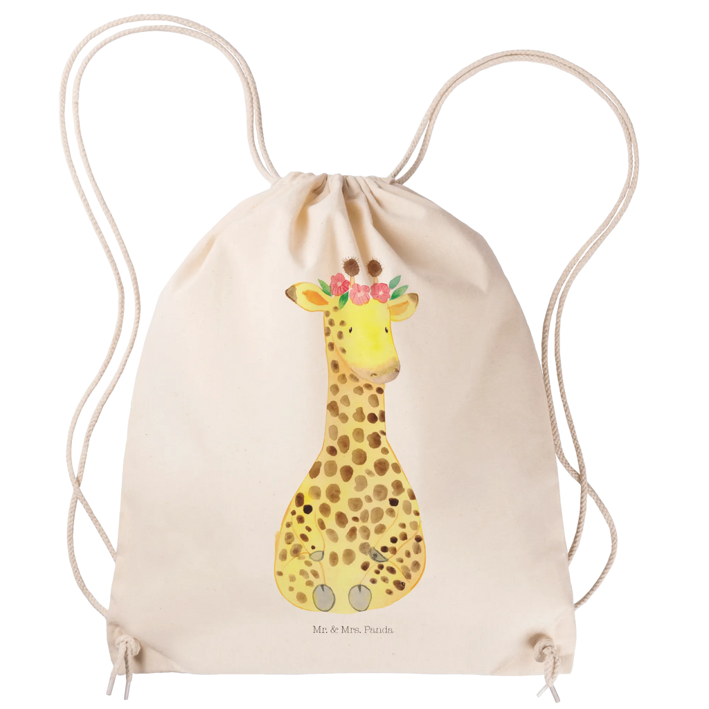 Drawstring bag giraffe flower wreath carrier bag, jute bag, sports bag, bag, hipster, gym bag, Africa, self-love, adventurer, friend, wreath of flowers, giraffe