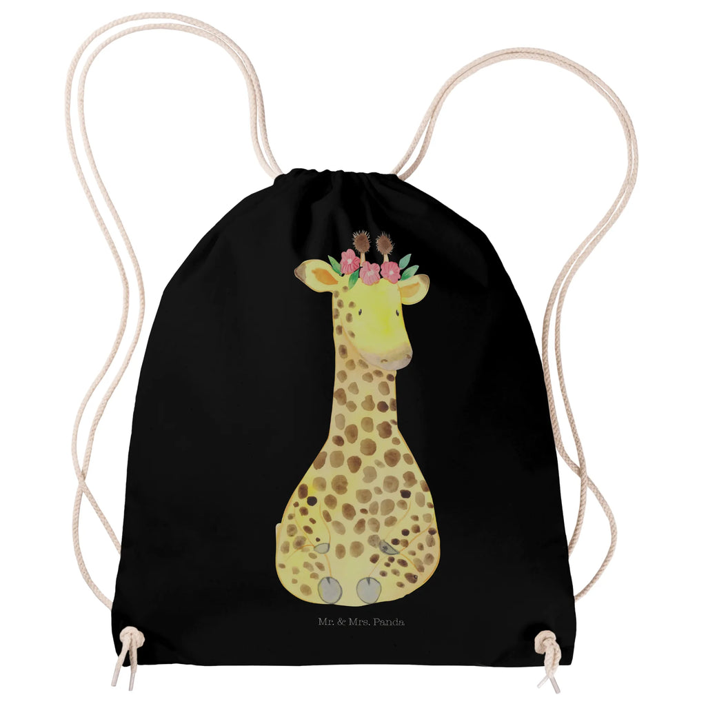 Drawstring bag giraffe flower wreath carrier bag, jute bag, sports bag, bag, hipster, gym bag, Africa, self-love, adventurer, friend, wreath of flowers, giraffe