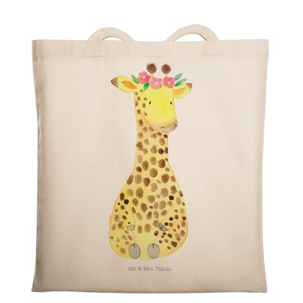 Tote bag giraffe flower wreath Stofftasche, Schultertasche, Einkaufstüte, Shopper, Beutel, Tragetasche, Tasche, Laptoptasche, Jutetasche, Umhängetasche, Beuteltasche, Strandtasche, Einkaufstasche, Jutebeutel, Stoffbeutel, Badetasche, Afrika, Wildtiere, Freundin, Abenteurer, Giraffe, Blumenkranz, Selbstliebe