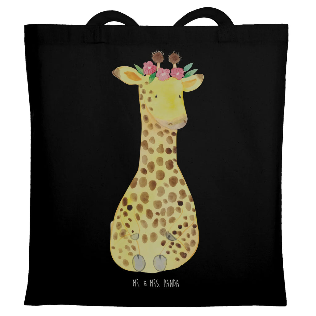 Tote bag giraffe flower wreath Stofftasche, Schultertasche, Einkaufstüte, Shopper, Beutel, Tragetasche, Tasche, Laptoptasche, Jutetasche, Umhängetasche, Beuteltasche, Strandtasche, Einkaufstasche, Jutebeutel, Stoffbeutel, Badetasche, Afrika, Wildtiere, Freundin, Abenteurer, Giraffe, Blumenkranz, Selbstliebe