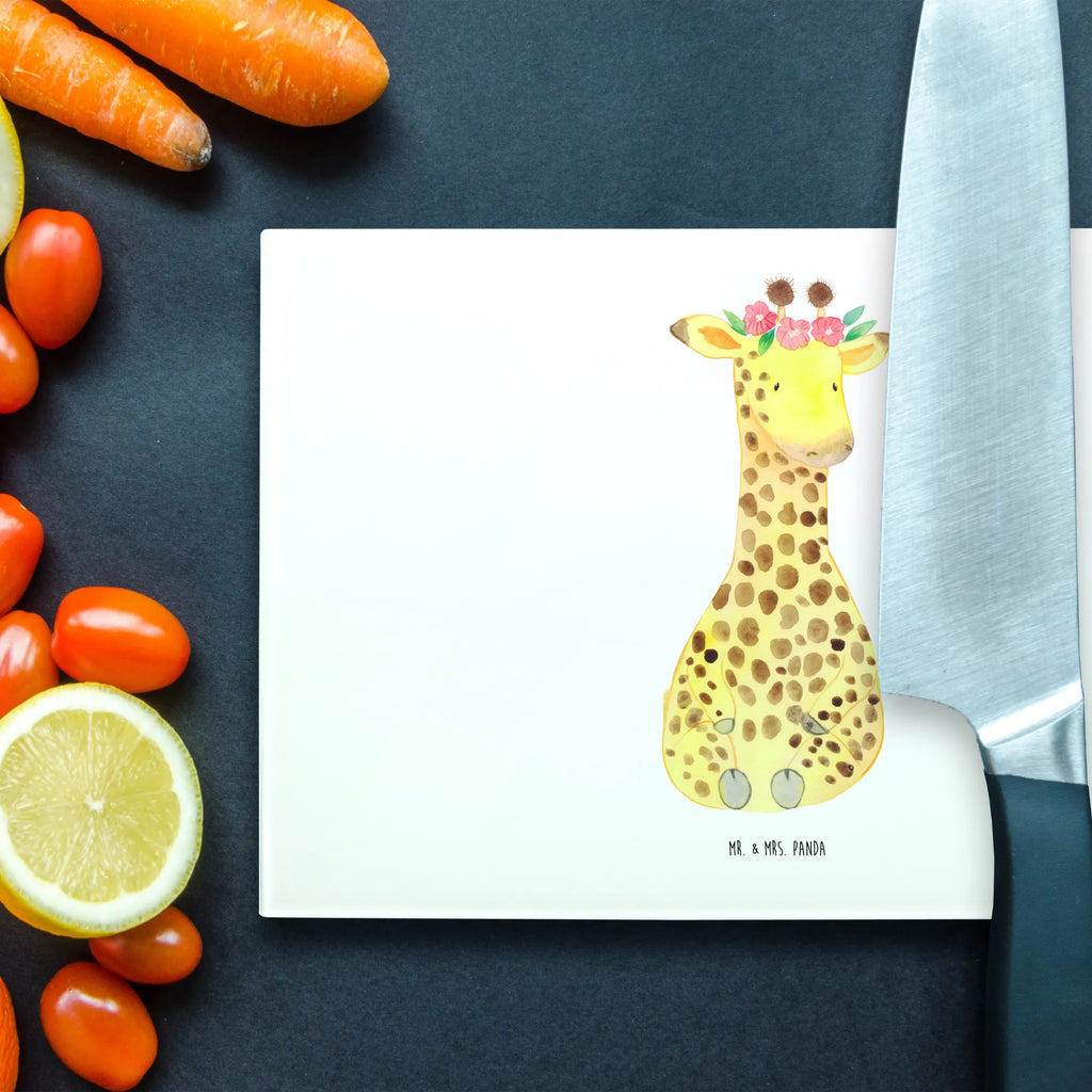 XL glass chopping board giraffe flower wreath cutting board, Glass cutting board, Africa, self-love, friend, giraffe, adventurer, wreath of flowers