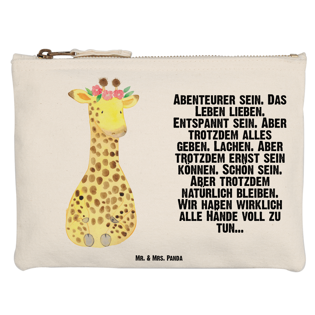 Schminktasche Giraffe Blumenkranz Schminktasche, Kosmetiktasche, Kosmetikbeutel, Stiftemäppchen, Etui, Federmappe, Makeup, XXL, Schminketui, Kosmetiketui, Schlamperetui, Afrika, Wildtiere, Giraffe, Blumenkranz, Abenteurer, Selbstliebe, Freundin