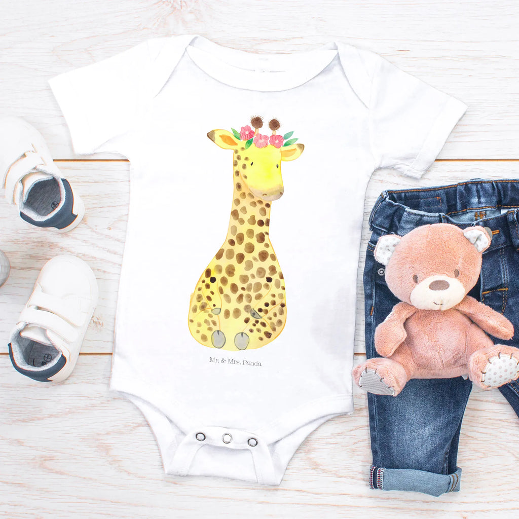 Organic Baby Body giraffe flower wreath strampelanzug, Babystrampler, Babybody, Einteiler, overall baby, baby overall, Baby Body, babykleidung body, babykleidung strampler, bio babybody, babyanzug, Strampler, Baby-Body, Wildtiere, Afrika, Selbstliebe, Abenteurer, Freundin, Blumenkranz, Giraffe