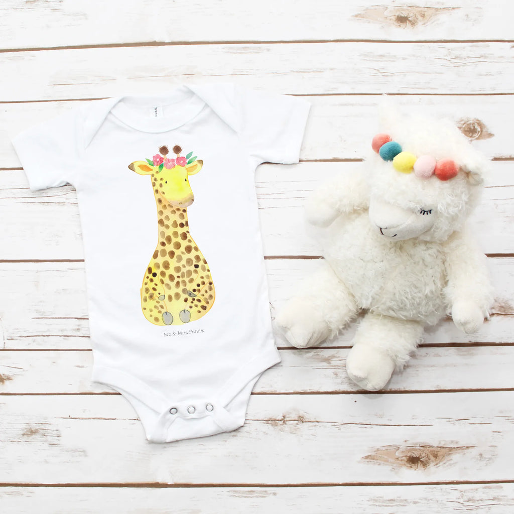 Organic Baby Body giraffe flower wreath strampelanzug, Babystrampler, Babybody, Einteiler, overall baby, baby overall, Baby Body, babykleidung body, babykleidung strampler, bio babybody, babyanzug, Strampler, Baby-Body, Wildtiere, Afrika, Selbstliebe, Abenteurer, Freundin, Blumenkranz, Giraffe