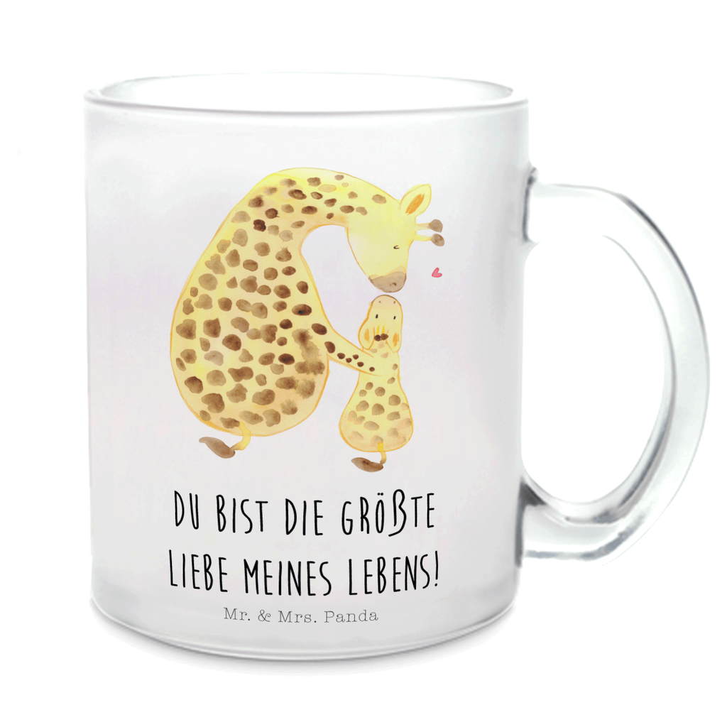 Teetasse Giraffe mit Kind Teetasse, Teeglas, Teebecher, Tasse mit Henkel, Tasse, Glas Teetasse, Teetasse aus Glas, Afrika, Wildtiere, Giraffe, Kind, Mutter, Mama, Tochter, Sohn, Lieblingsmensch