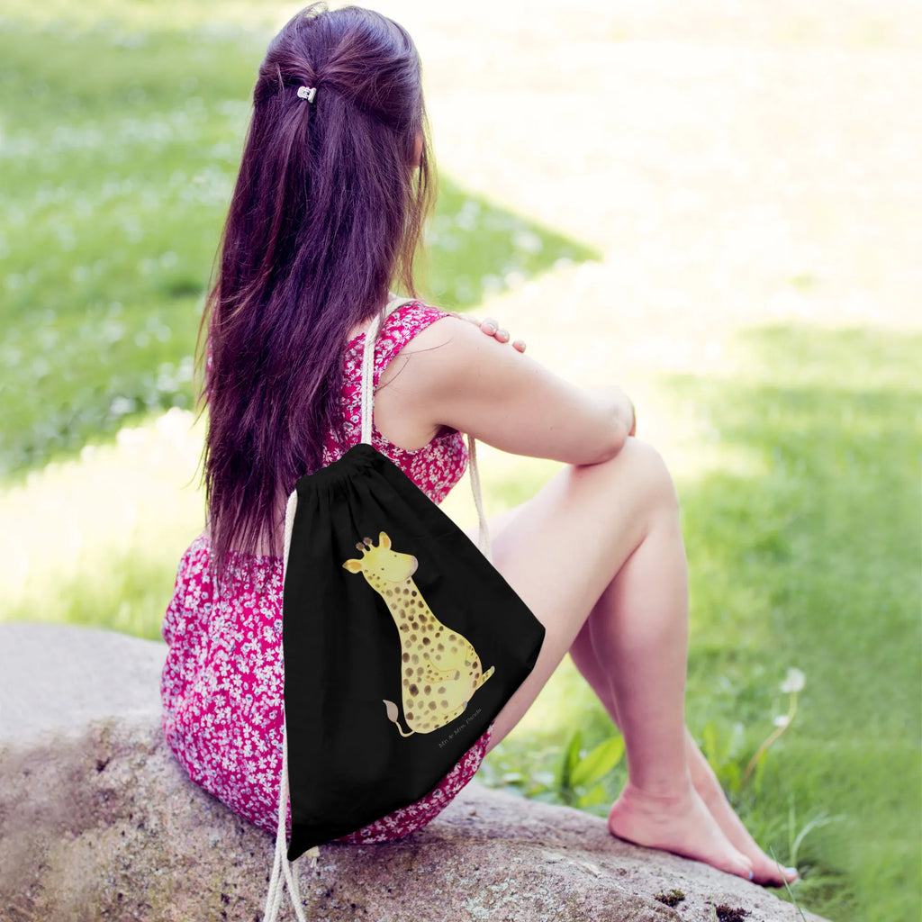 Drawstring bag giraffe Satisfied gym bag, sports bag, bag, carrier bag, hipster, jute bag, Africa, Giraffe, Adventure, Happiness