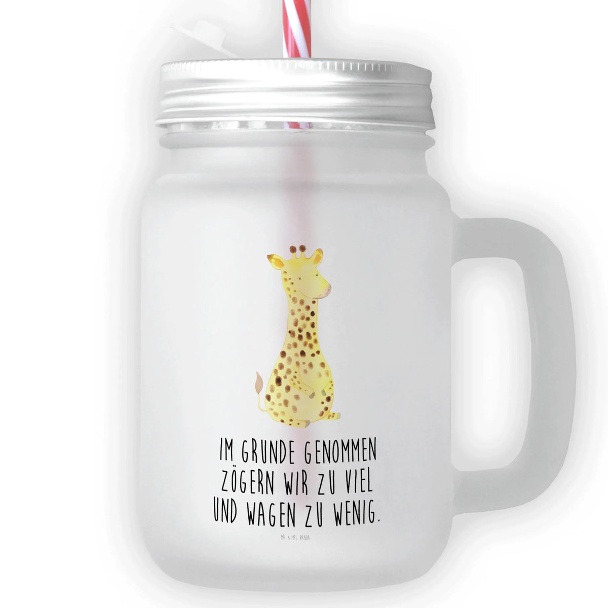 Szklanka Mason Jar żyrafa Zadowolony Afryka, dzikie zwierzęta
