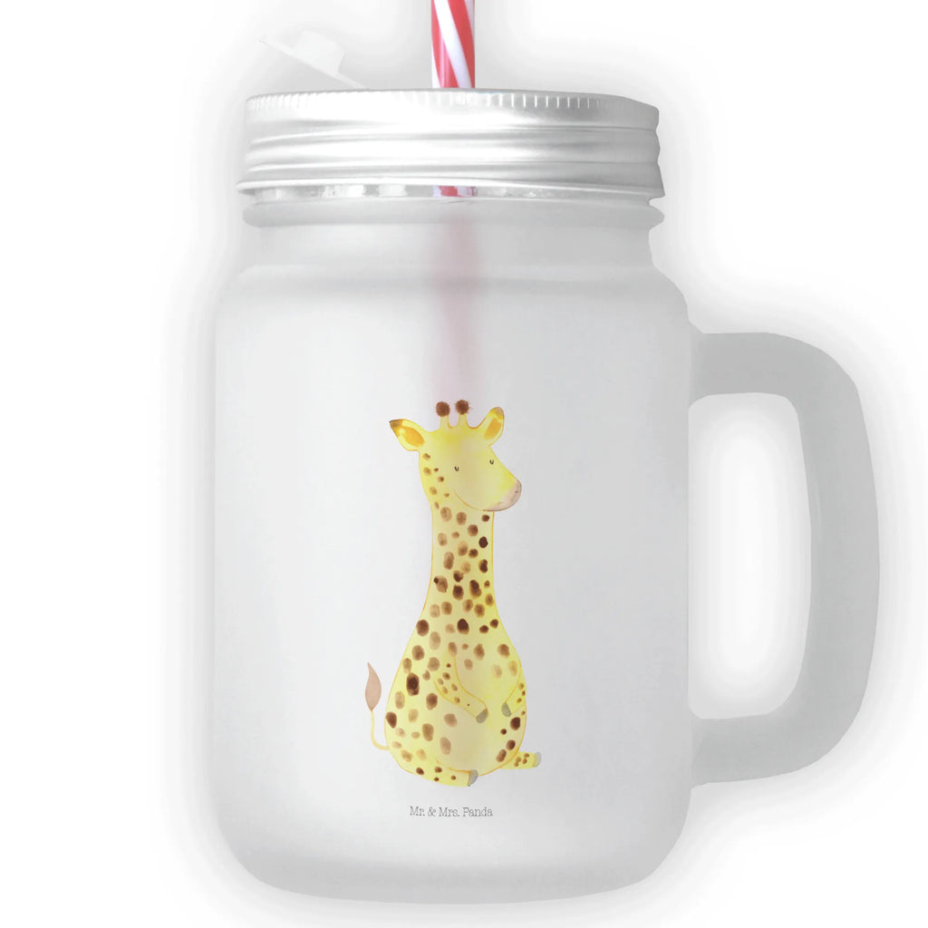 Mason jar drinking glass giraffe Satisfied drinking glass, glass, Mason Jar, handle glass, summer glass, preserving glass, cocktail glass, Africa, Giraffe, Happiness, Adventure