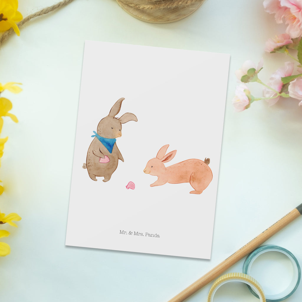 Postcard Bunnies with seashell bildkarte, Motivkarte, Postkarte, kunstkarte, Fotokarte, Ansichtskarten, einzelkarte, Kunstkarten, Ansichtskarte, spruchkarte, Grußkarte, Postkarten, Designkarte, Oma, Opa, Muttertag, Familie, Schwester, Bruder, Vatertag, Mama, Papa, Freundinnen, Hasen, Beste Freundin, Meer, Muscheln, Best Friends, BFF, Muscheln Sammeln, Freundin