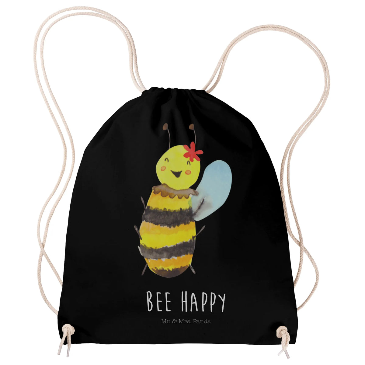 Drawstring bag bee happy bag, gym bag, sports bag, jute bag, carrier bag, hipster, Bee, wasp, bumblebee