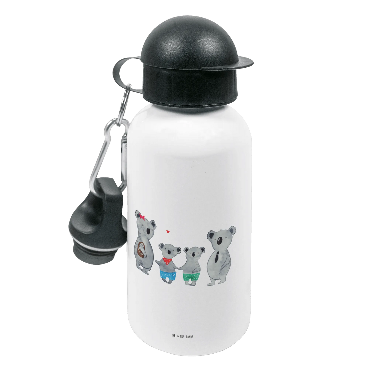 Kids drinks bottle Koala family with two kids