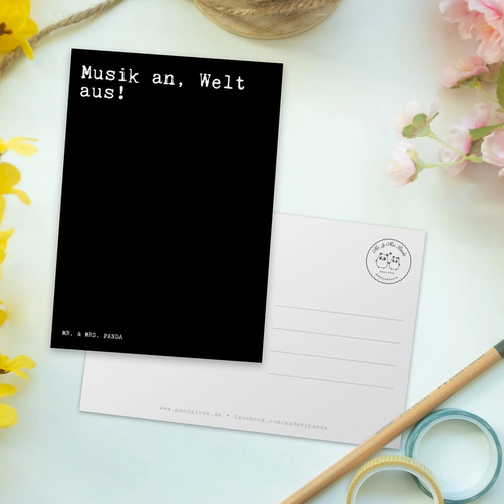 Pocztówka Musik an, Welt aus!... Przysłowie, przysłowia, zabawne przysłowia, mądrości, cytaty, prezenty z przysłowiami