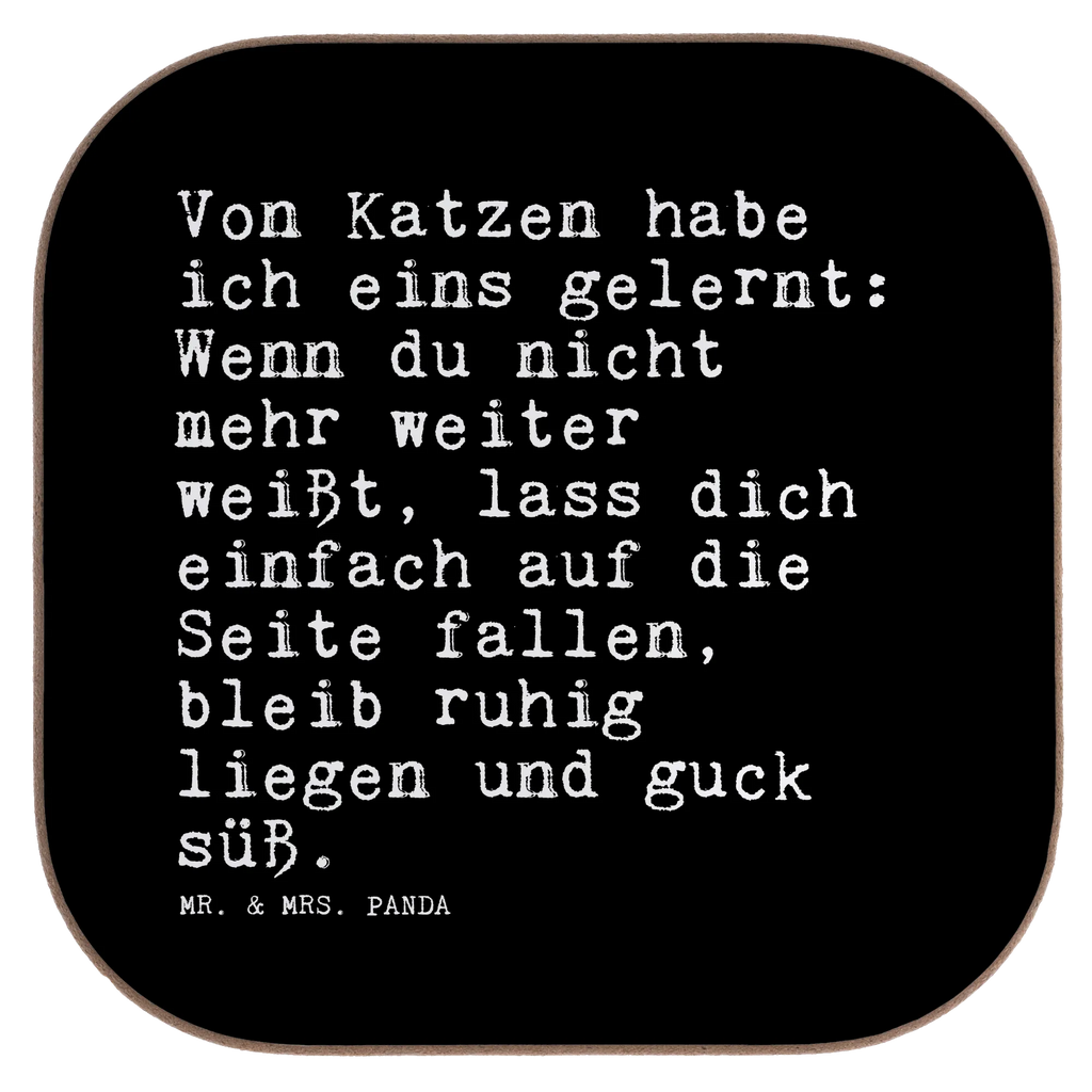 Square coaster Von Katzen habe ich... presents, glass coasters, breakfast, Coasters, gift, gifts, party, saying, sayings, funny, wisdom, quotes, Sayings Proverbs Wisdom Quotes Funny Wisdom Words