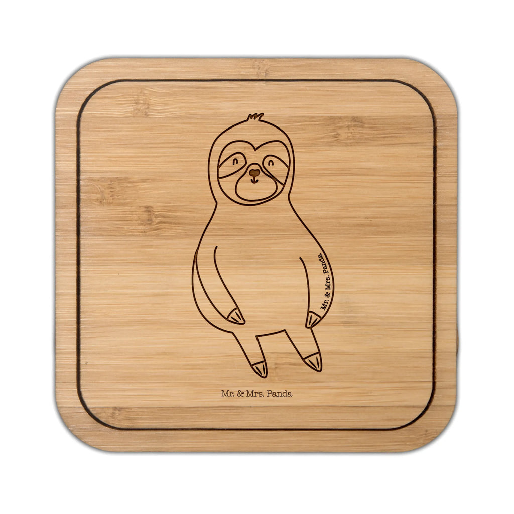Square coaster sloth Satisfied party, glasses, set, wood, square, giveaways, breakfast, glass, presents, gift, glass coasters, coasters, gifts, Sloth, sloth, trend animal, happy, happiness, break, favorite animal, lazy, relax, contented