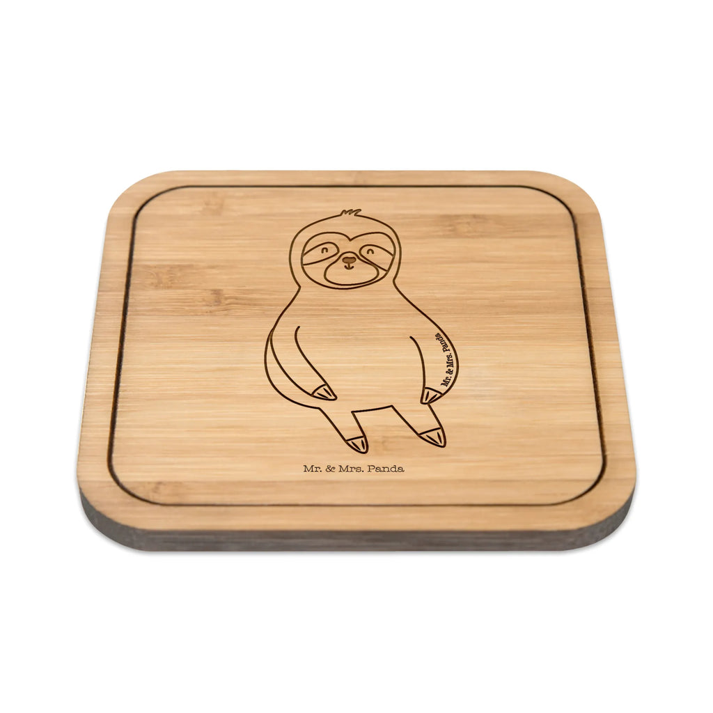 Square coaster sloth Satisfied party, glasses, set, wood, square, giveaways, breakfast, glass, presents, gift, glass coasters, coasters, gifts, Sloth, sloth, trend animal, happy, happiness, break, favorite animal, lazy, relax, contented