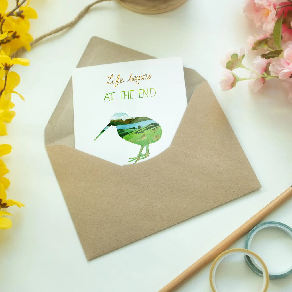 Greetings card Kiwi New Zealand greeting card, wedding card, birthday card, folding card, invitation card, Nature, joy of life, love, New Zealand, life, motivation, life begins, comfort zone, kiwi, kiwi bird